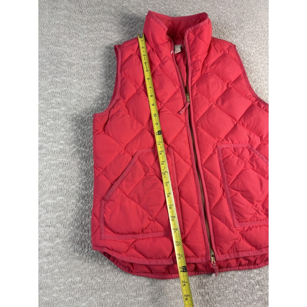 J.Crew Vest Womens Medium Hot Pink Quilted Down Puffer Diamond Quilt Zip Pockets - Picture 3 of 7
